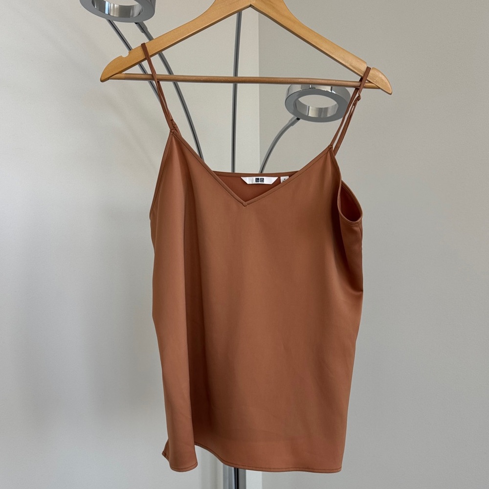 Uniqlo Rust Brown V-Neck Satin Camisole